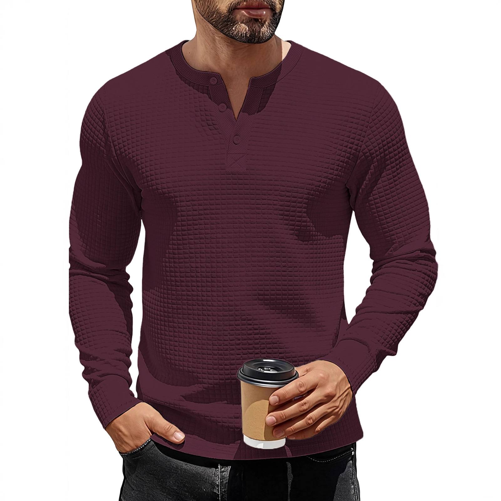Mens Long-Sleeve Sweatshirt With Jacquard Small Plaid Pattern