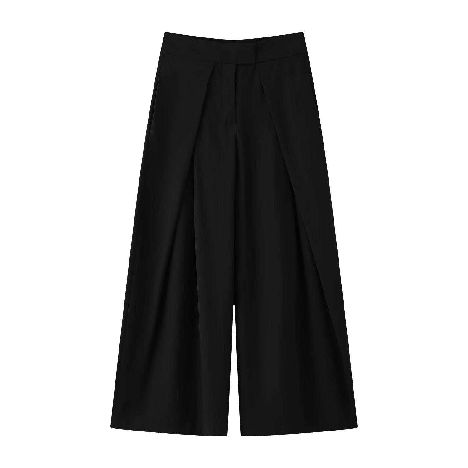 Casual High-waisted Pleated Wide-leg Pants
