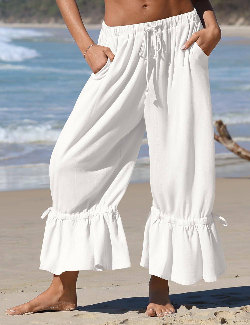 Amazon European And American-style Linen Wide-leg Pants