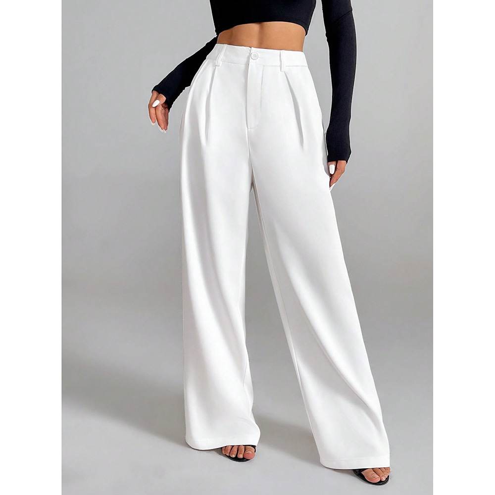 Draped High-waisted Wide-leg Versatile Casual Loose-fitting Trousers