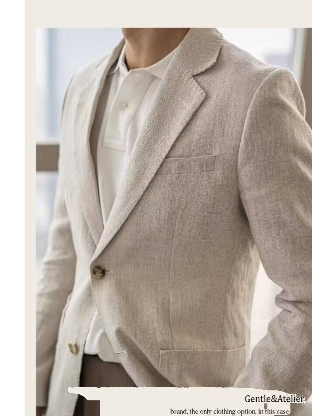Mens Lightweight Breathable Casual Linen Blazer