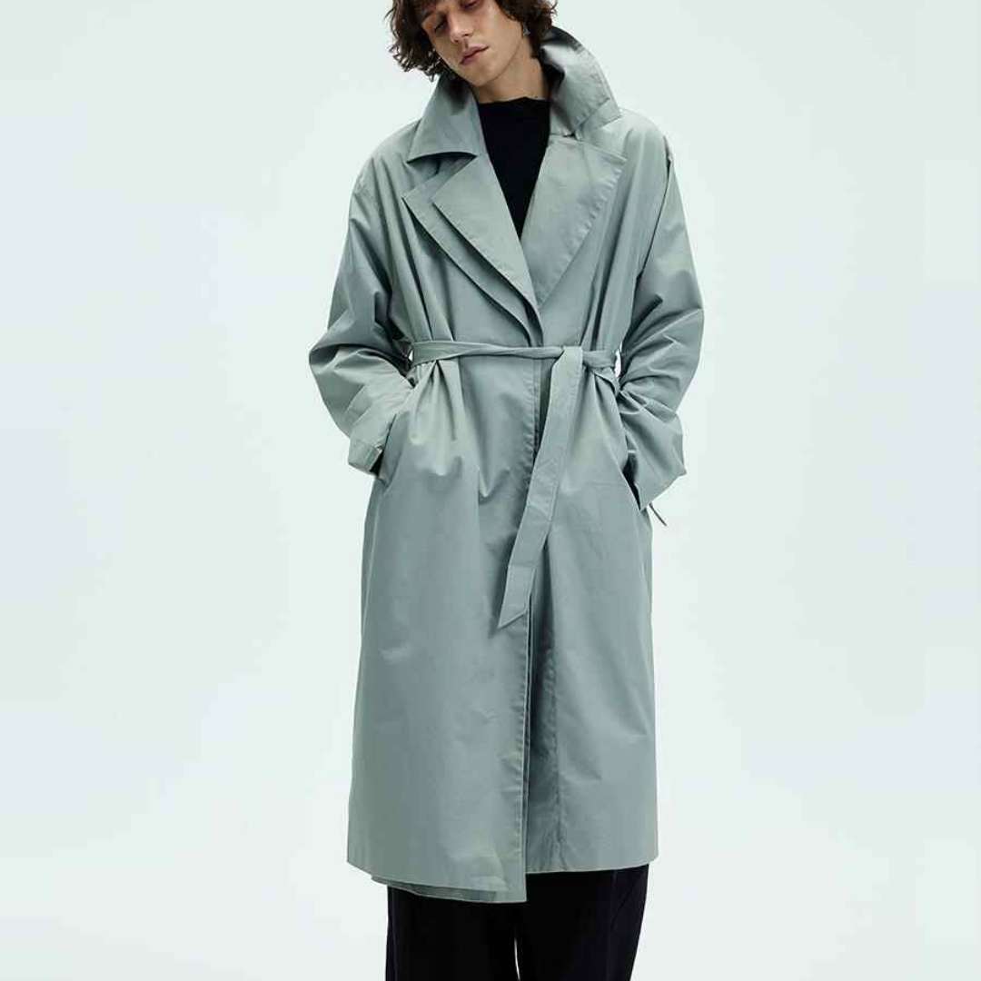 Mens Solid-color Loose-fitting Mid-length Coat