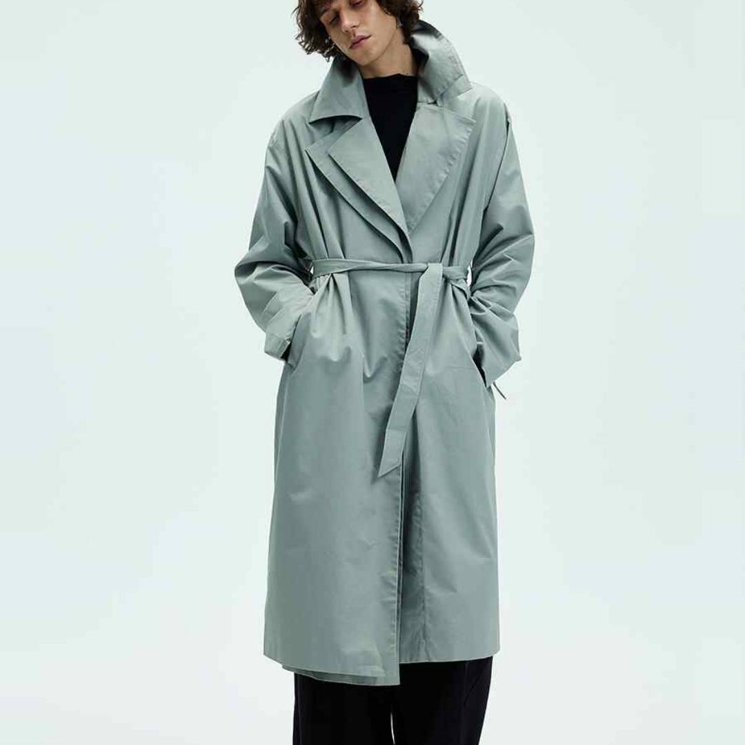 Mens Solid-color Loose-fitting Mid-length Coat