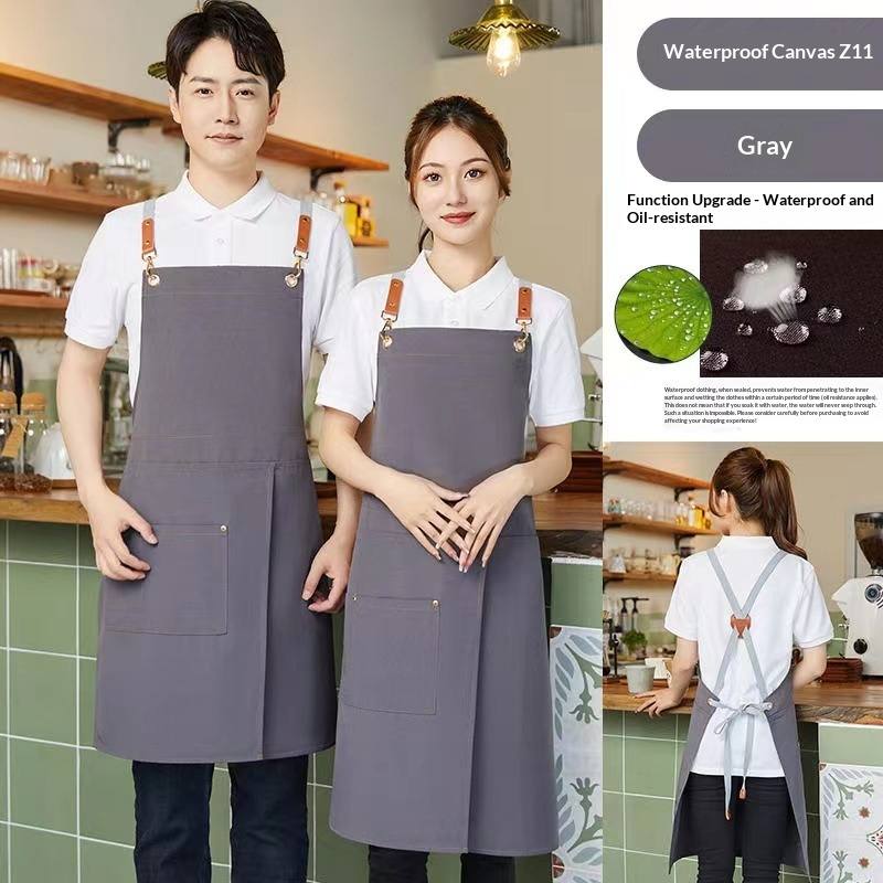 Water- And Oil-Resistant Western-Style Bib Apron