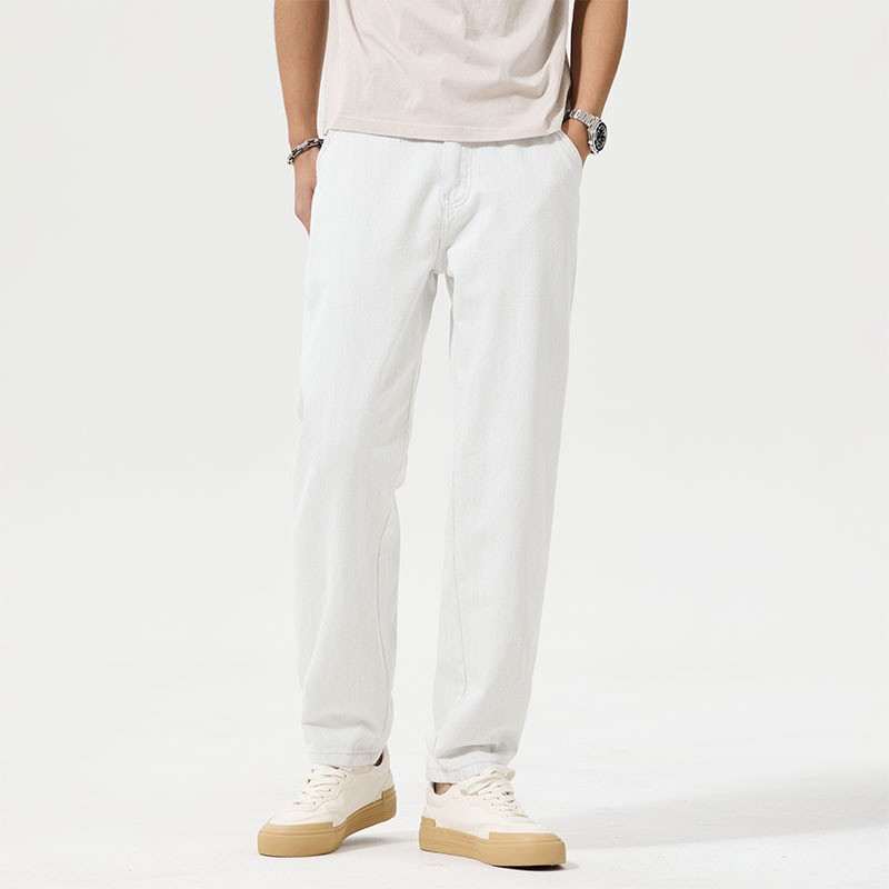New Springsummer White Mens Straight Leg Jeans