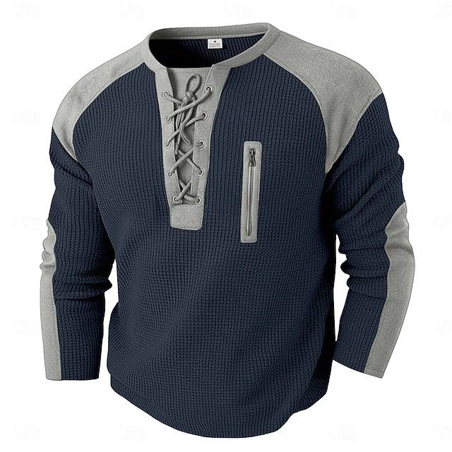 Mens Color-Block Long-Sleeve Sports Sweatshirt