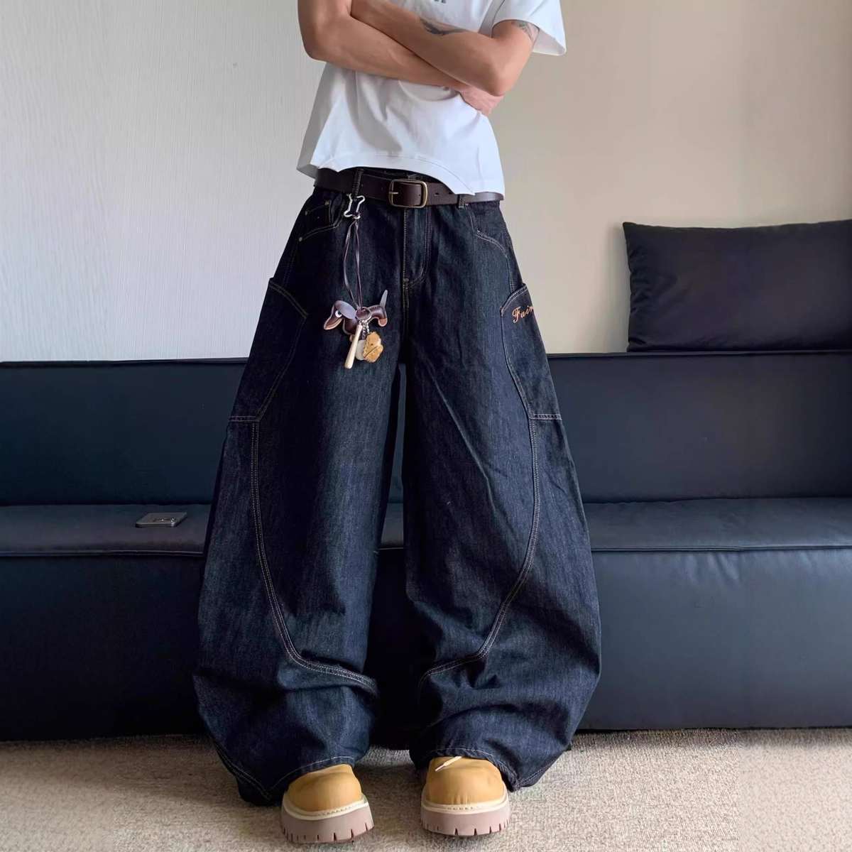 Retro Wide-pocket Bootcut Jeans For Men