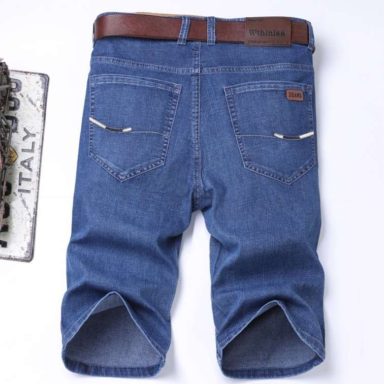 Mens Casual Loose-Fit Stretch Denim Shorts