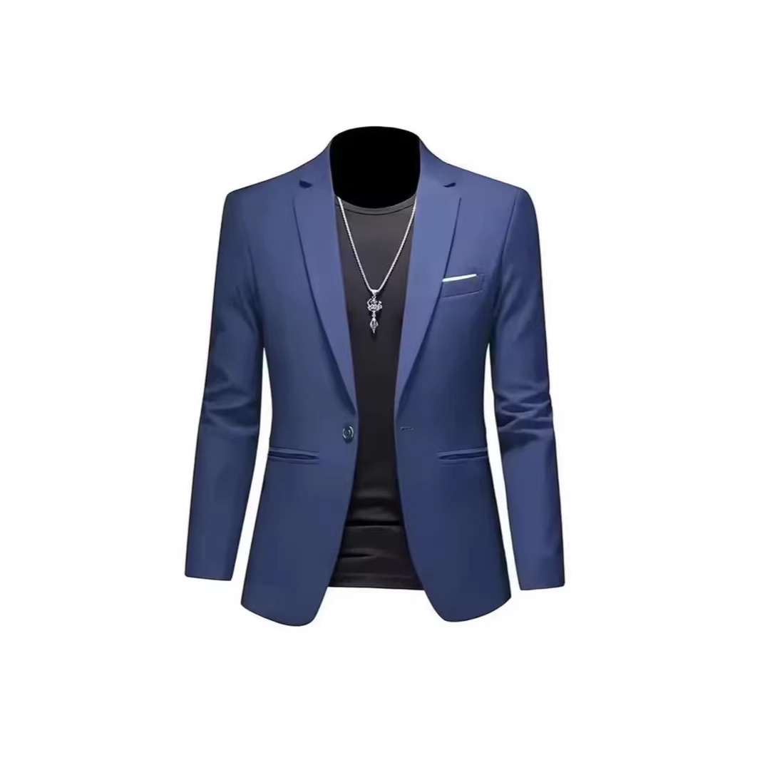 Mens Stylish Casual Solid-color Single-button Jacket