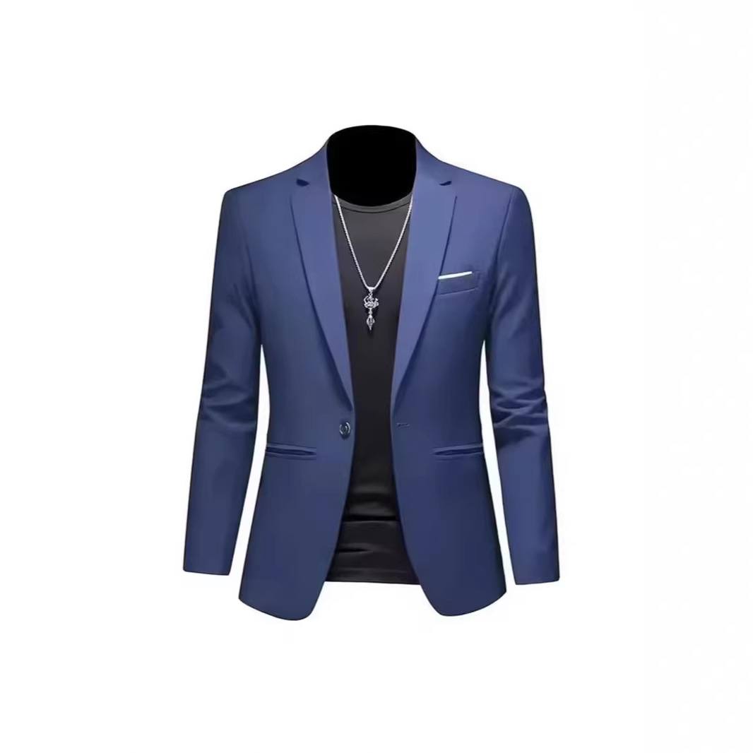 Mens Stylish Casual Solid-color Single-button Jacket