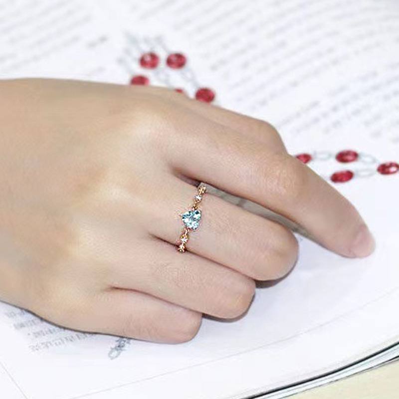 French Sky Blue Heart Gemstone Ring