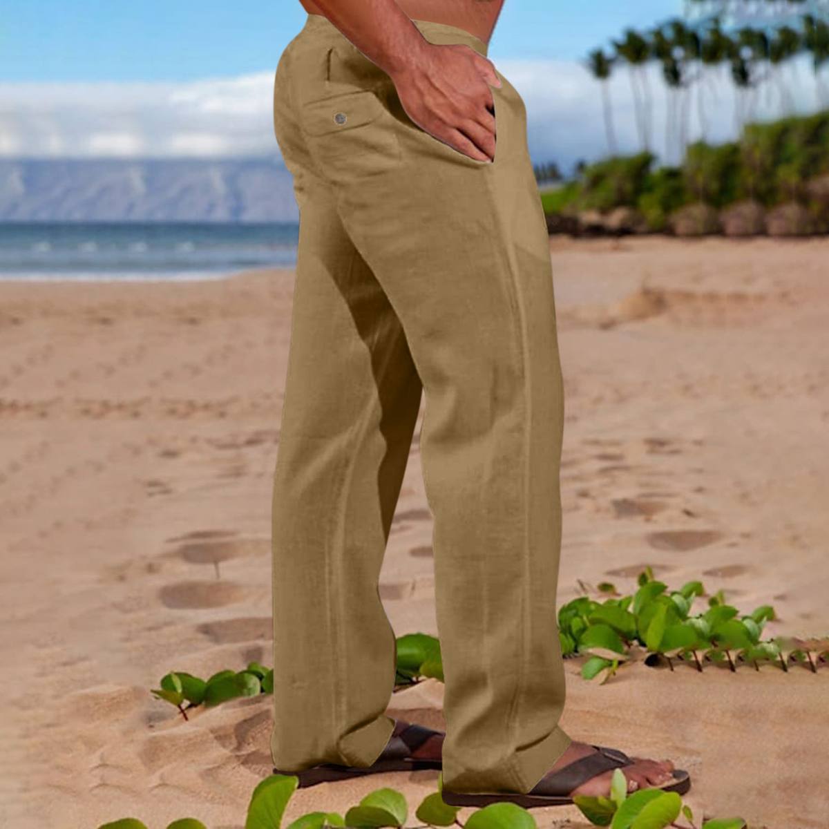 Beach Pants Drawstring Elastic Waist
