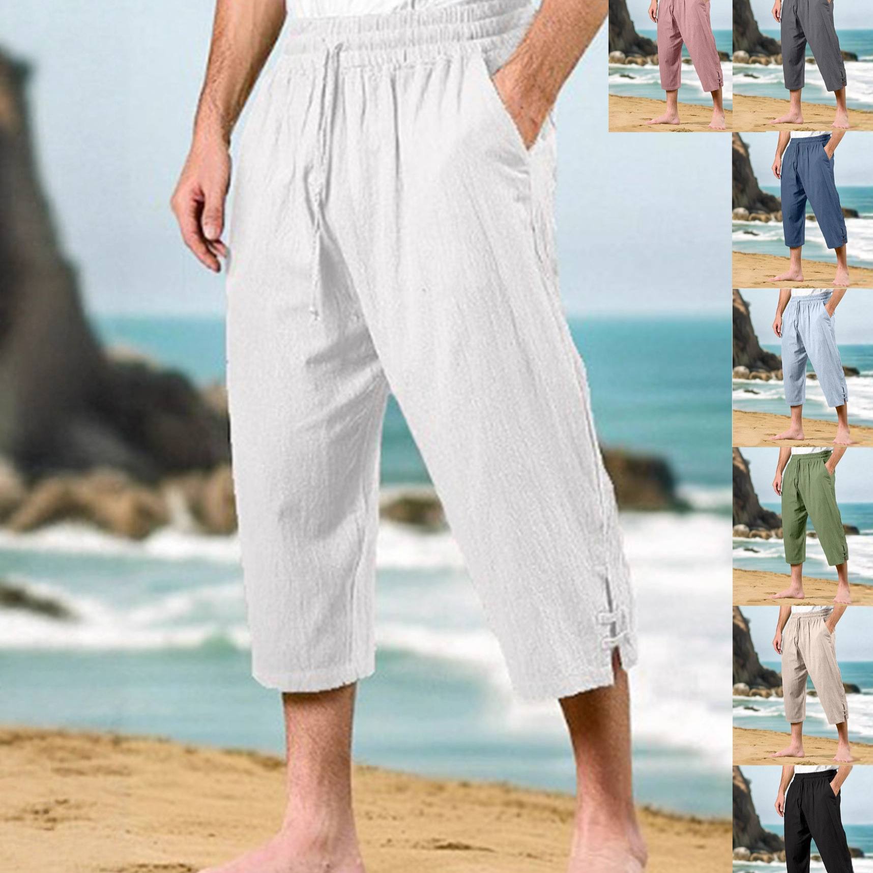 Mens Casual Straight-leg Pants With A Drawstring Waist