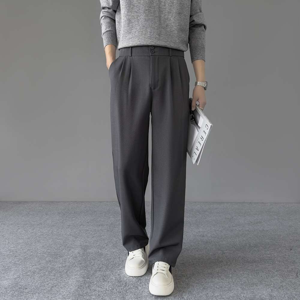 Mens Stylish Casual High-waisted Wide-leg Pants