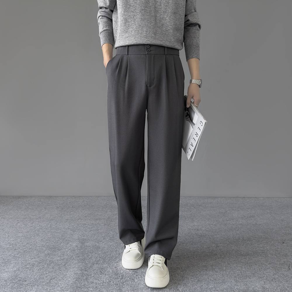 Mens Stylish Casual High-waisted Wide-leg Pants