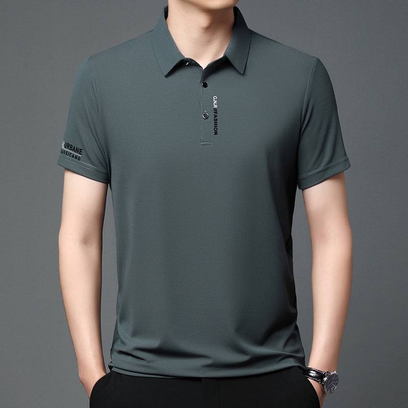 Mens Casual Versatile Lapel Short-sleeve Shirt