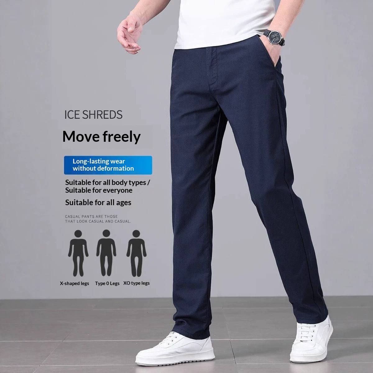 Straight-leg Stretchy Breathable Mens Trousers