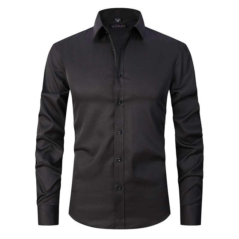 Stretchy Plus-Size Long-Sleeve Slim-Fit Shirt