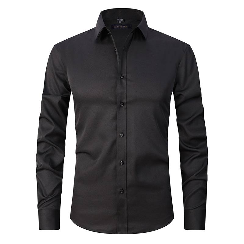 Stretchy Plus-Size Long-Sleeve Slim-Fit Shirt