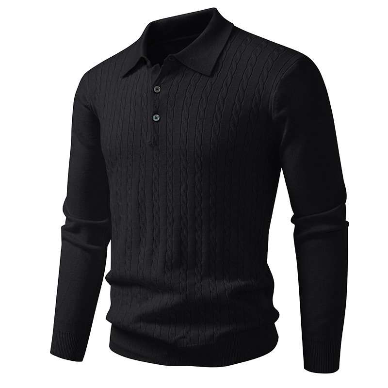 Twist-knit Cardigan Solid-color Lapel-neck Knit Sweater