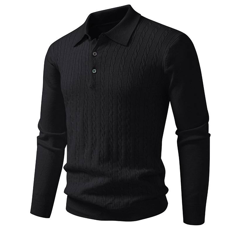 Twist-knit Cardigan Solid-color Lapel-neck Knit Sweater