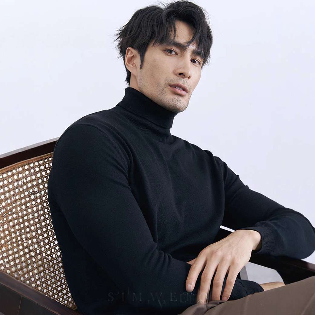 Turn-down Turtleneck Core-spun Knit Sweater For Men Rugged Style