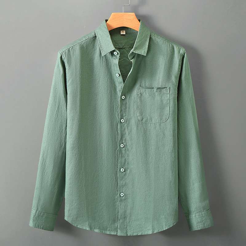 Solid-color High-end Sun-protection Linen Shirt For Men