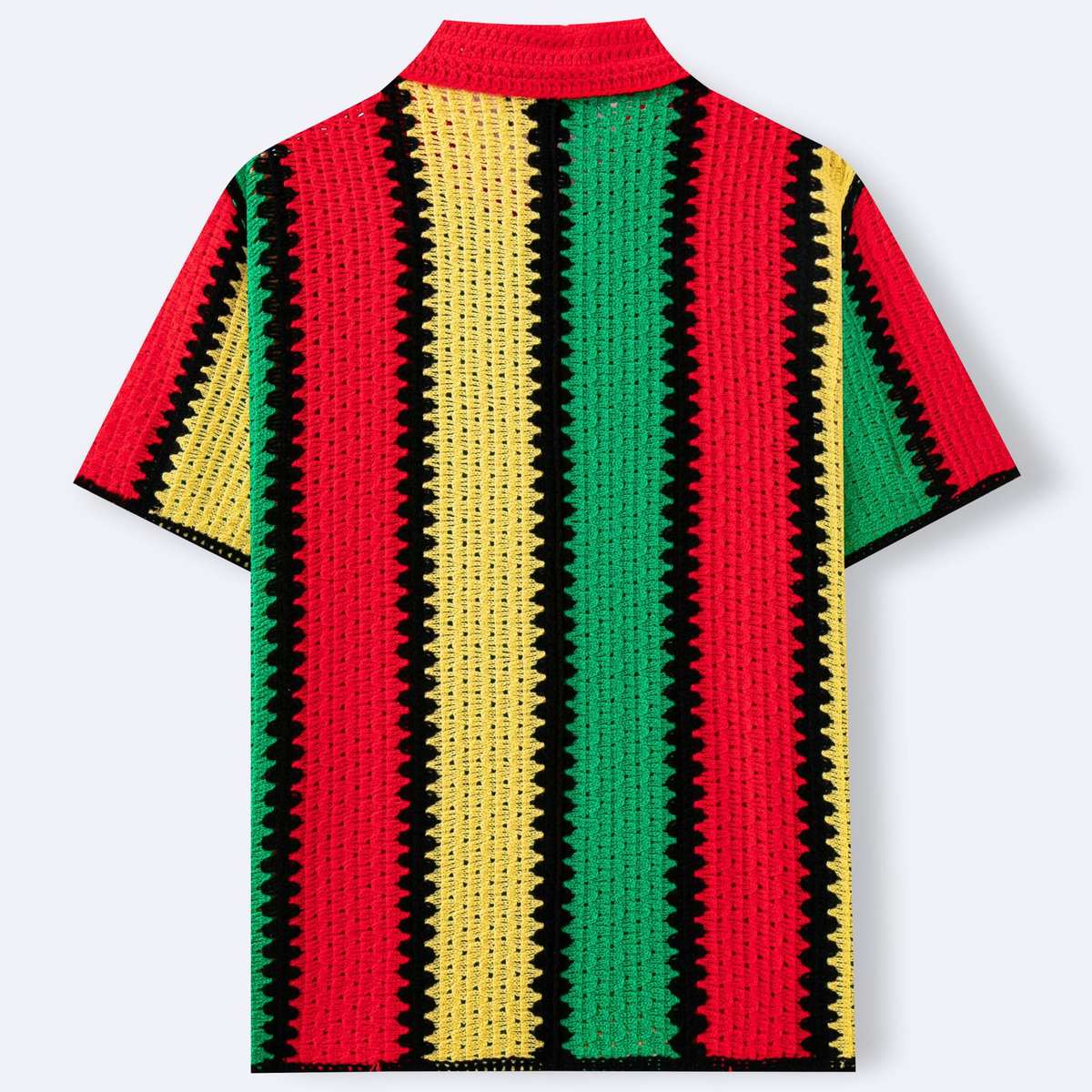Summer Contrasting-Color Striped Hollow-Out Knit Top