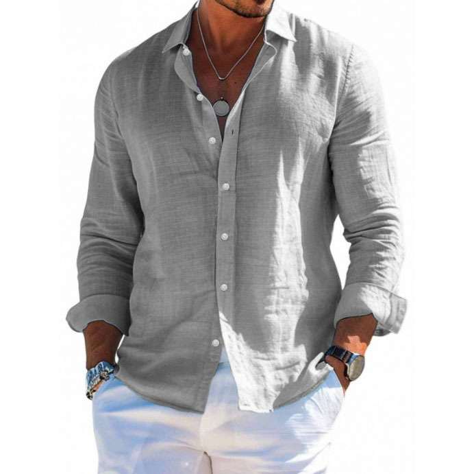 Hawaiian Lapel Long-sleeve Beach Shirt
