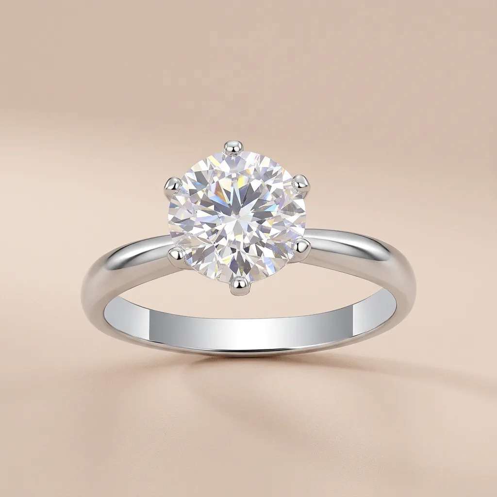Womens Six-prong Moissanite Closed-back Ring