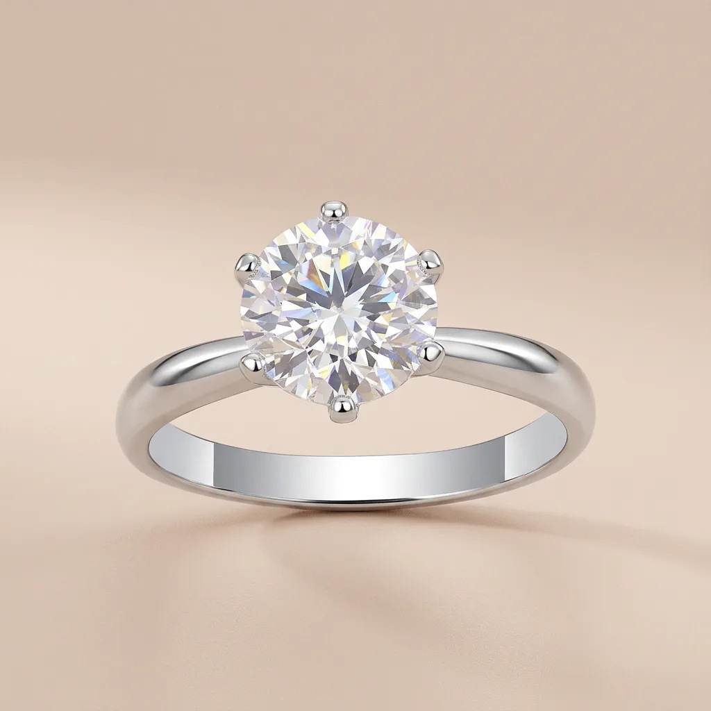 Womens Six-prong Moissanite Closed-back Ring