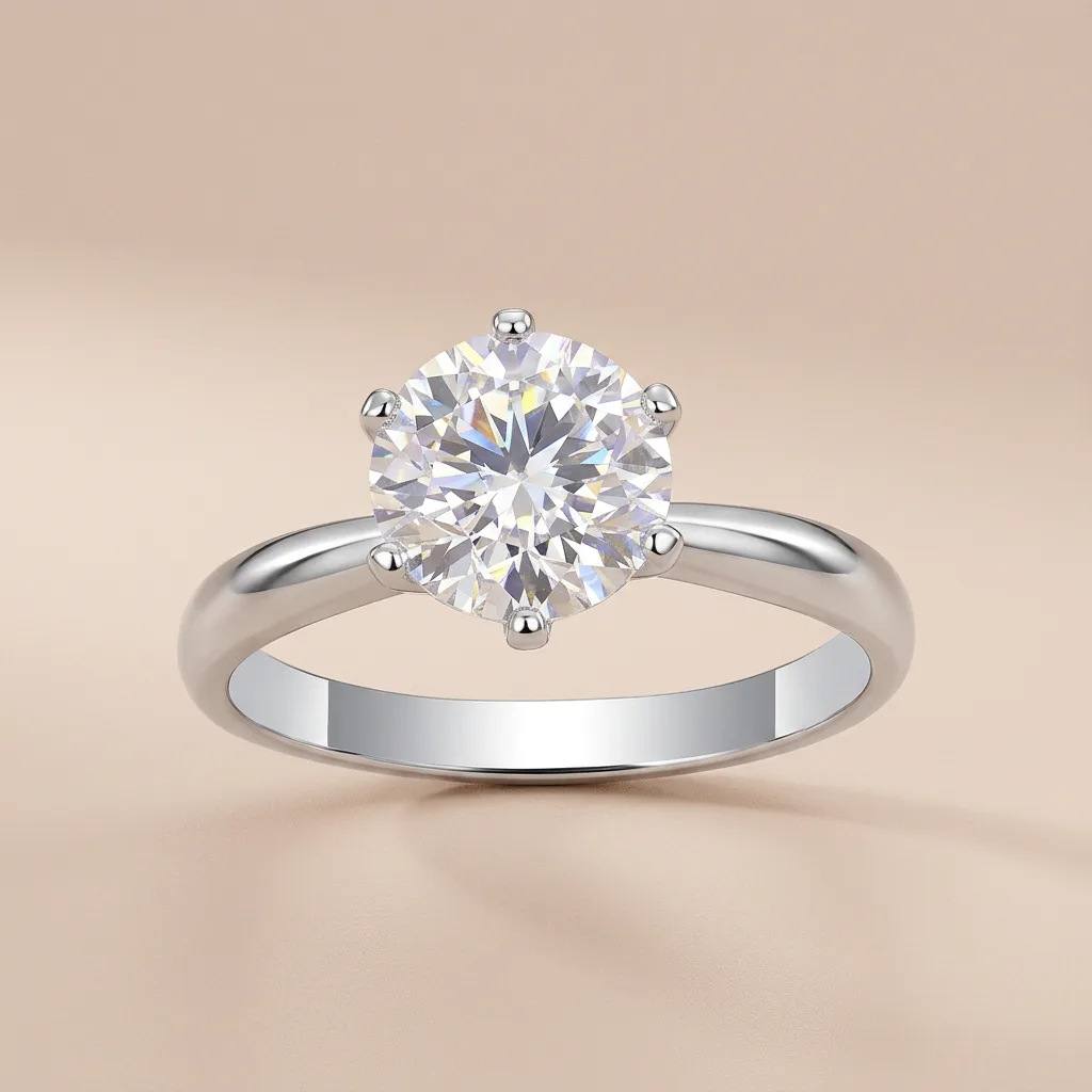 Womens Six-prong Moissanite Closed-back Ring