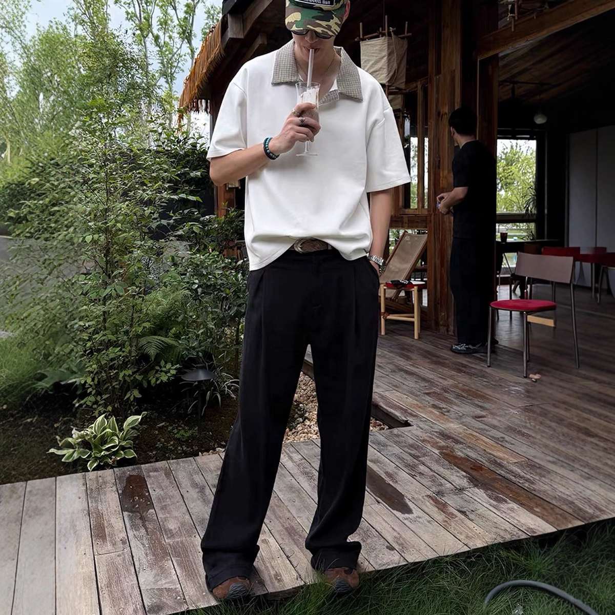 A-line Suit Pants Cotton-linen Straight-leg Wide-leg Trousers