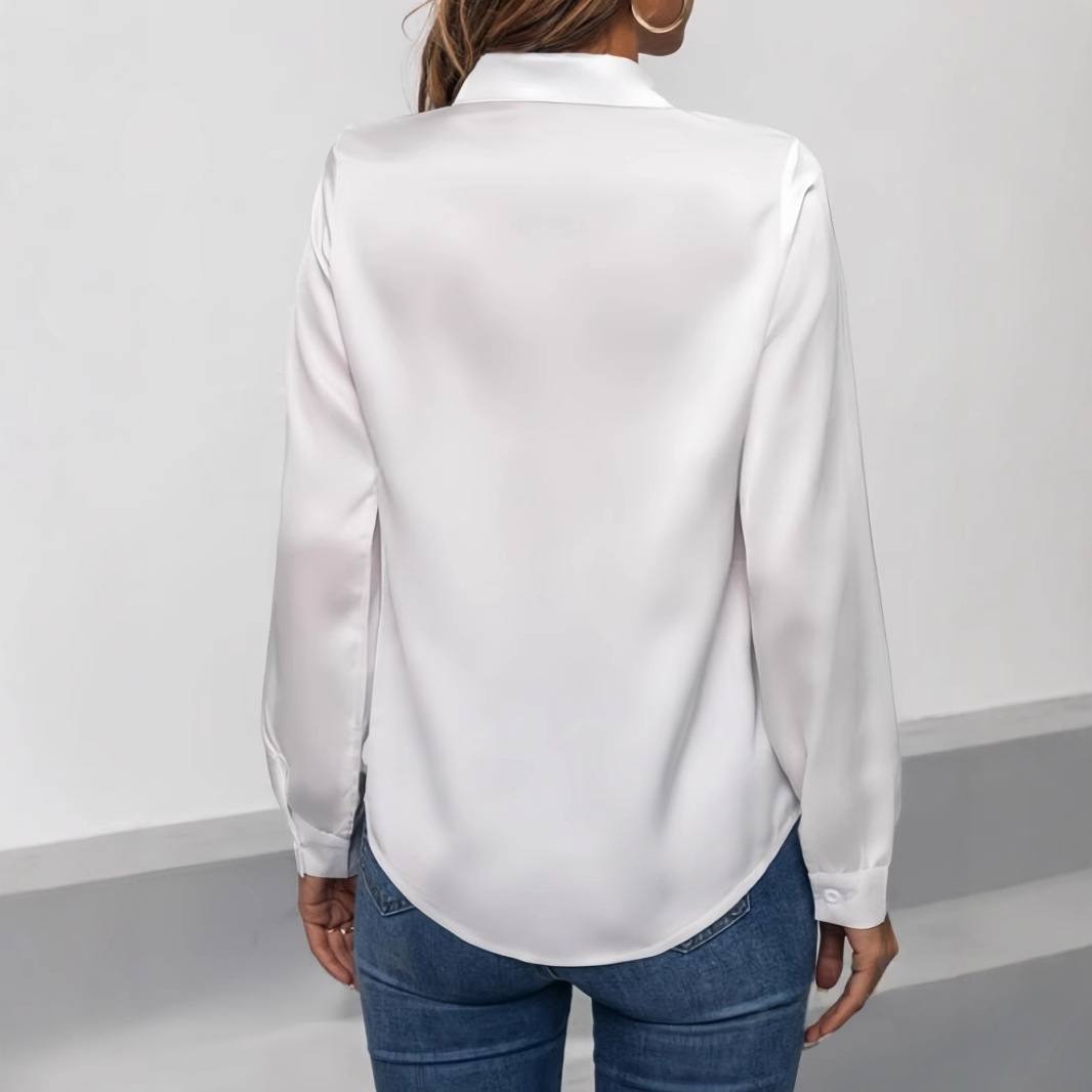 Women's Satin Silk-feel Long-sleeve Blouse