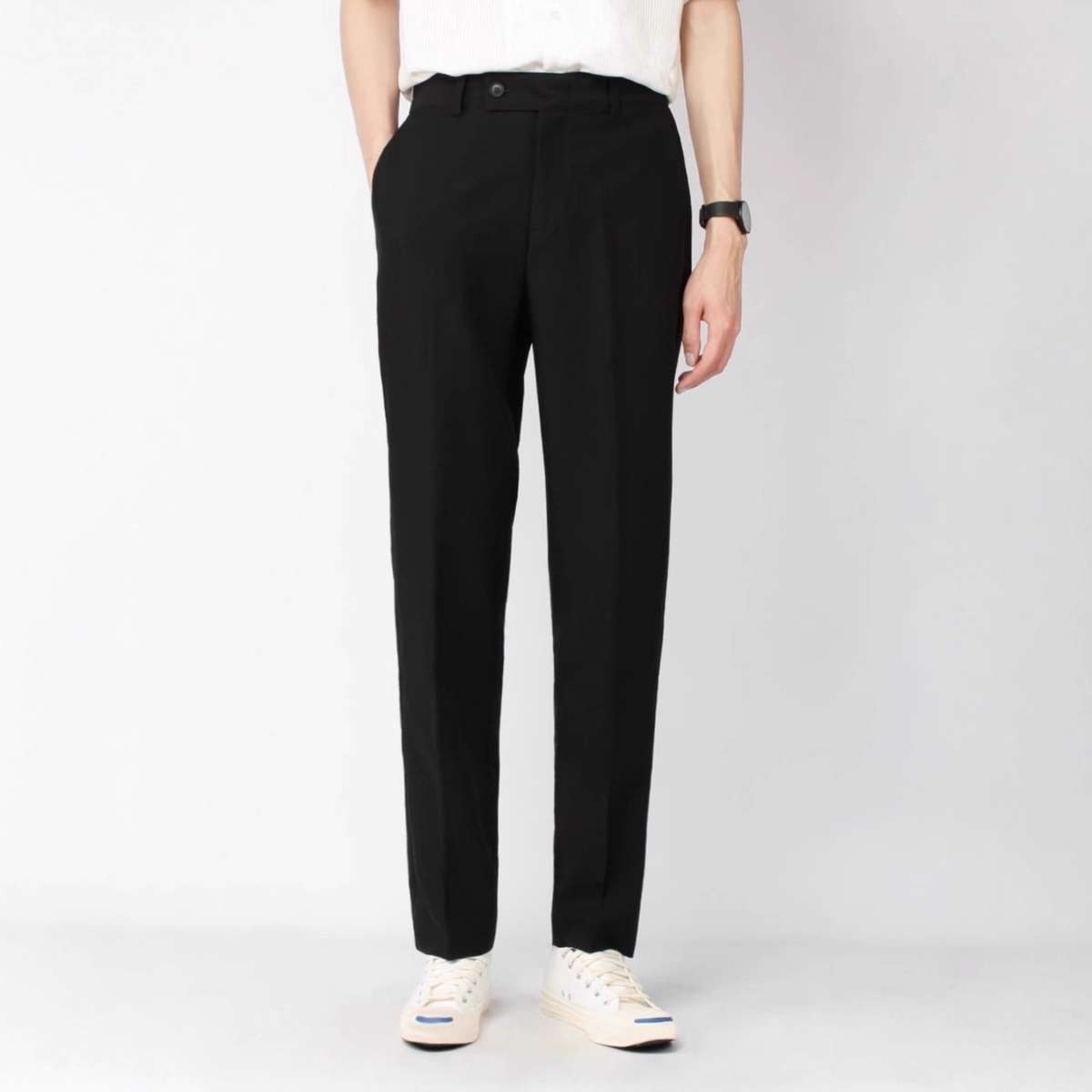 Lightly Mature-style Mens Tailored Trousers With A High-end Slim-fit Look
