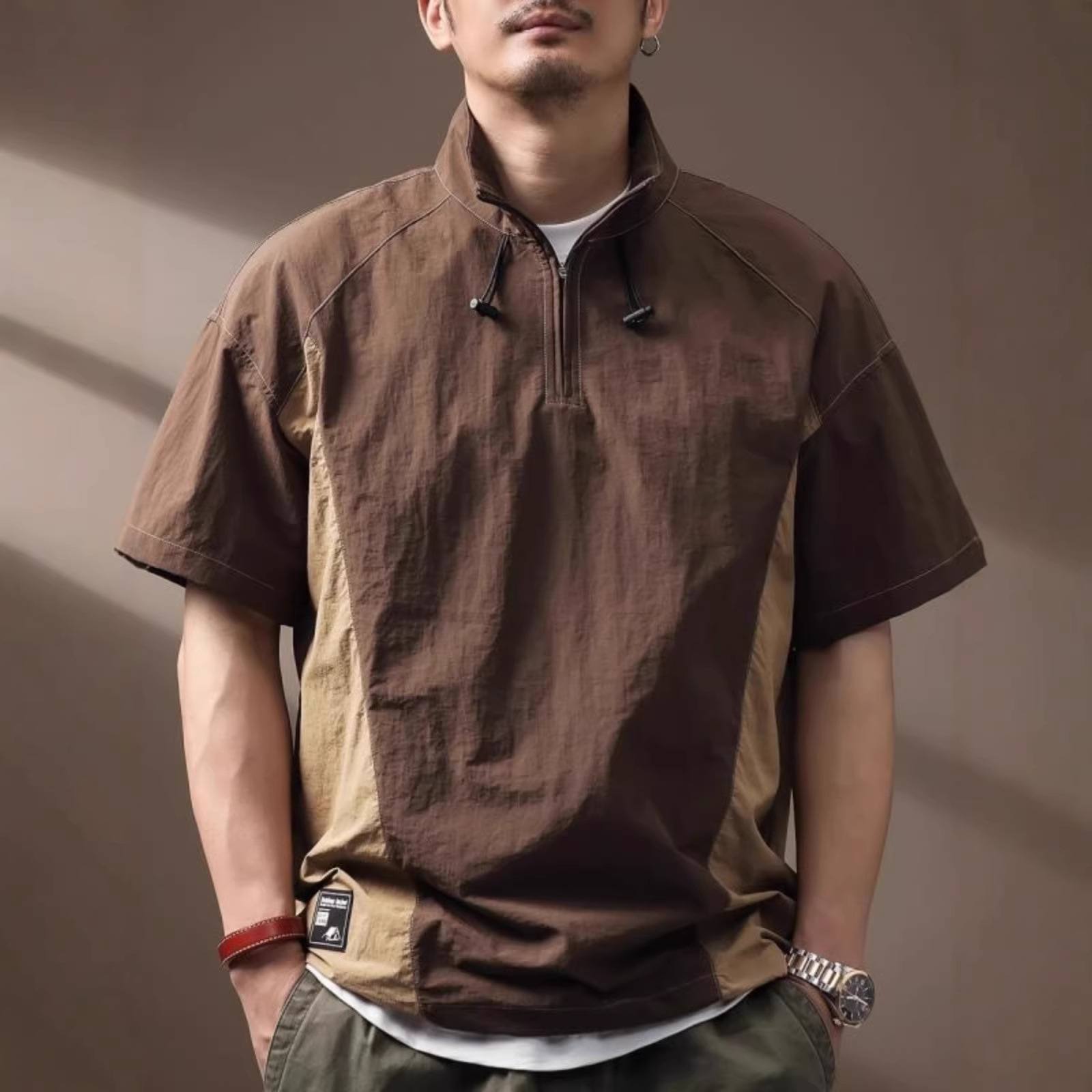 Functional Quick-drying T-shirt Mens Short-sleeve Stand-collar Polo Shirt