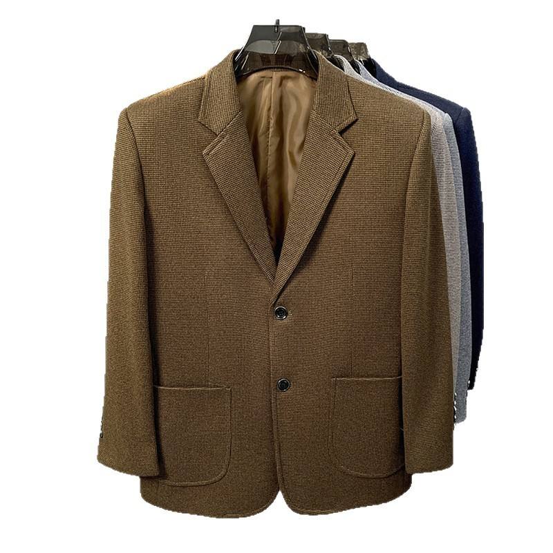 Lightly Mature-style Casual Mens Heavy Wool Suit For Spring And Autumn