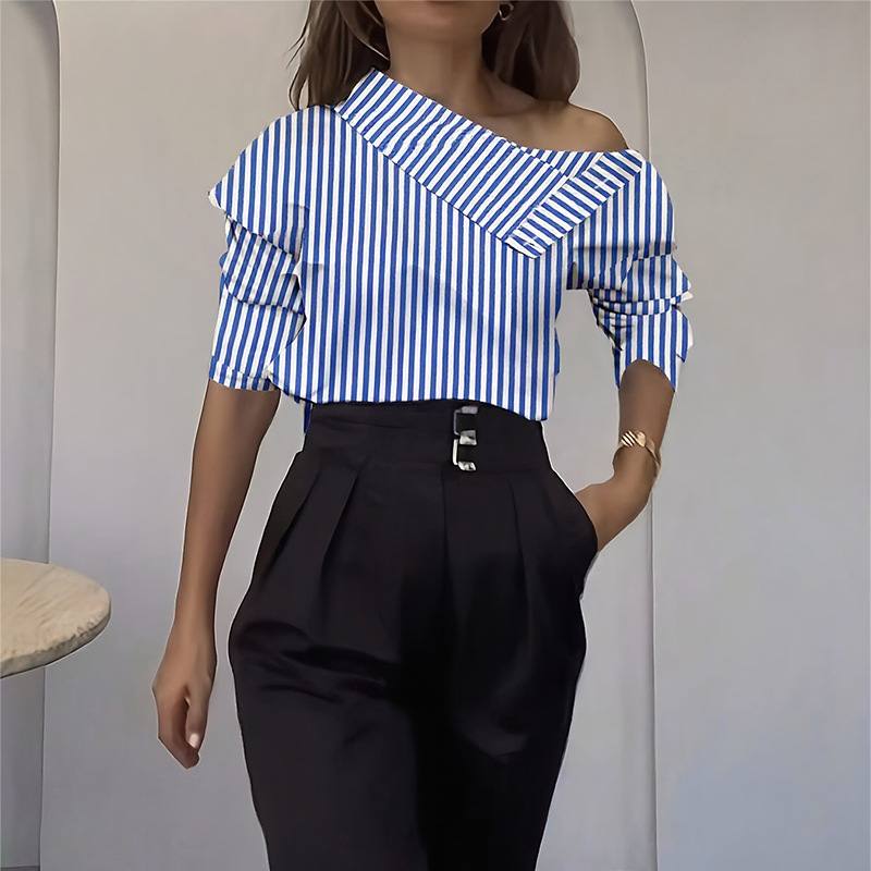 Striped Long-sleeve Casual Shirt For Women