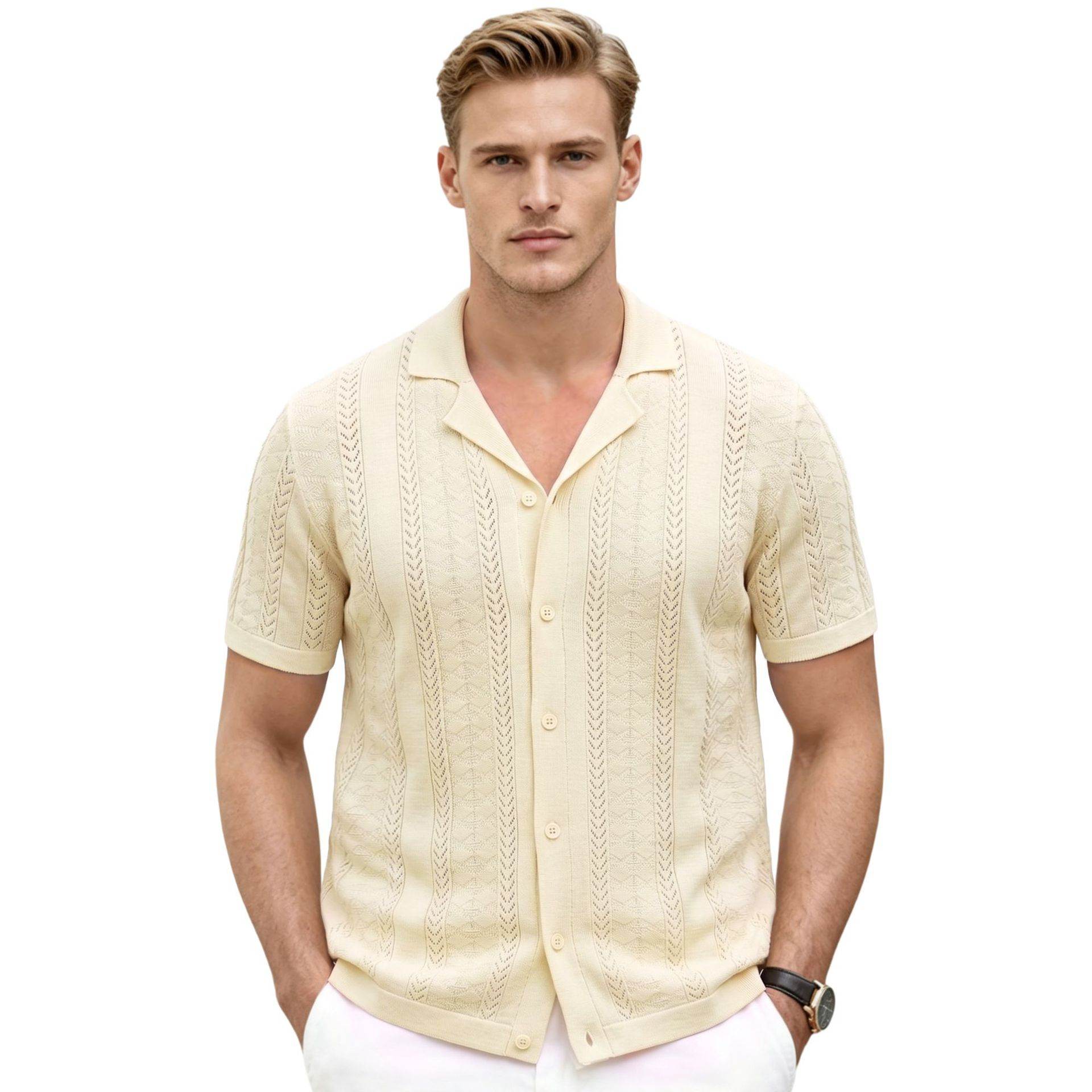 Breathable Casual Cardigan Polo Shirt For Men
