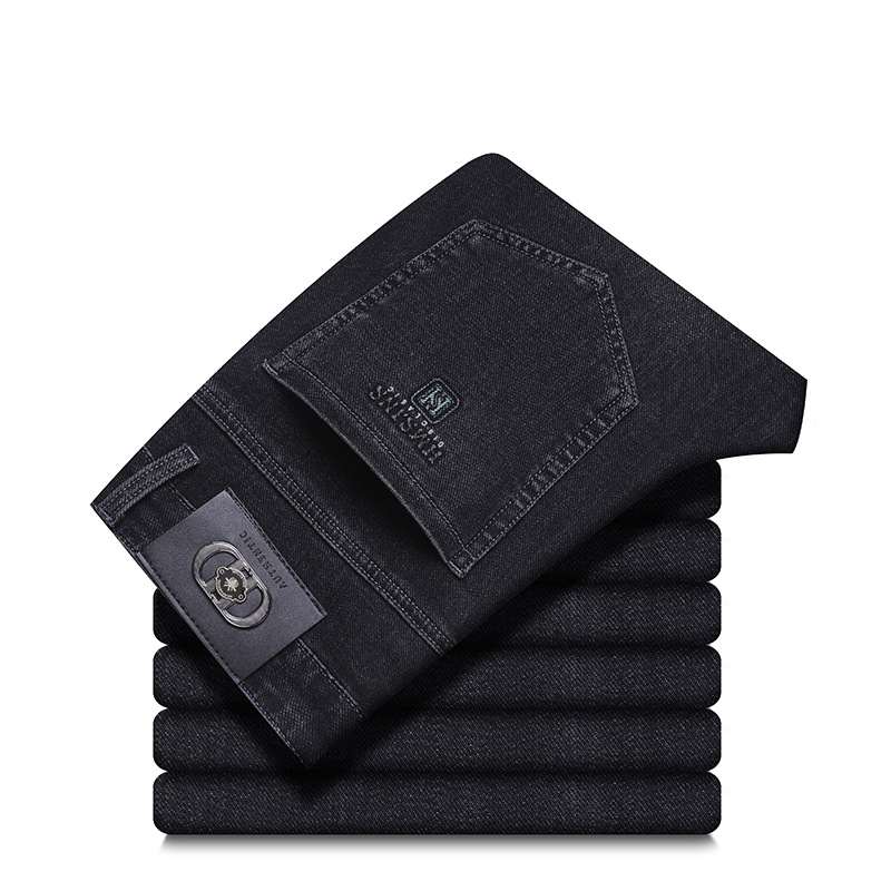 High-end Mens Straight-leg, Relaxed-fit, Plus-size Business Casual Jeans