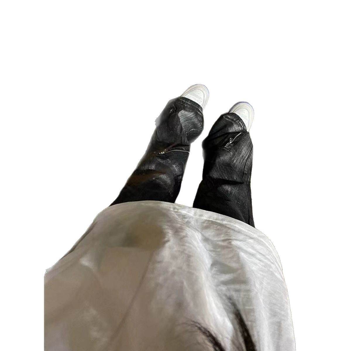 American-style Vintage Washed-design Slimming Pants With Zippers