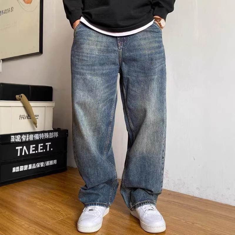 American-style Casual High-end Heavyweight Washed Vintage Jeans For Spring And Autumn