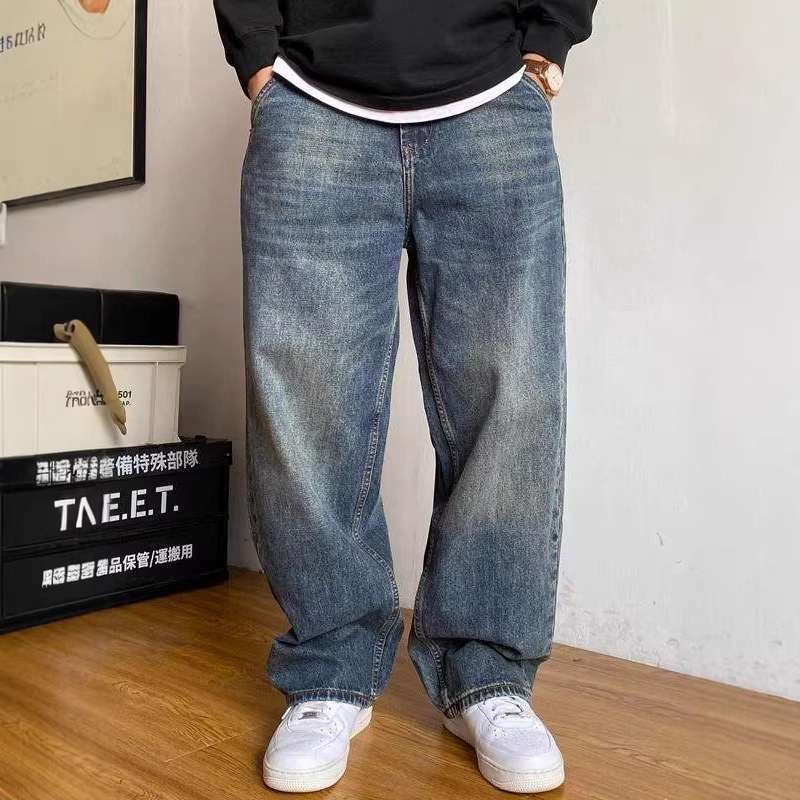 American-style Casual High-end Heavyweight Washed Vintage Jeans For Spring And Autumn