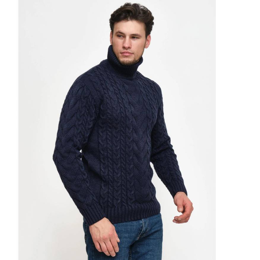 Mens Turtleneck Cable-Knit Sweater In Plus Sizes