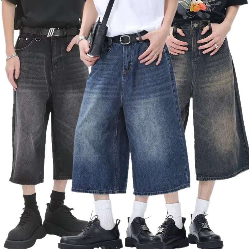 Summer Mens Capri Pants Trendy Denim ShortsAmerican Style