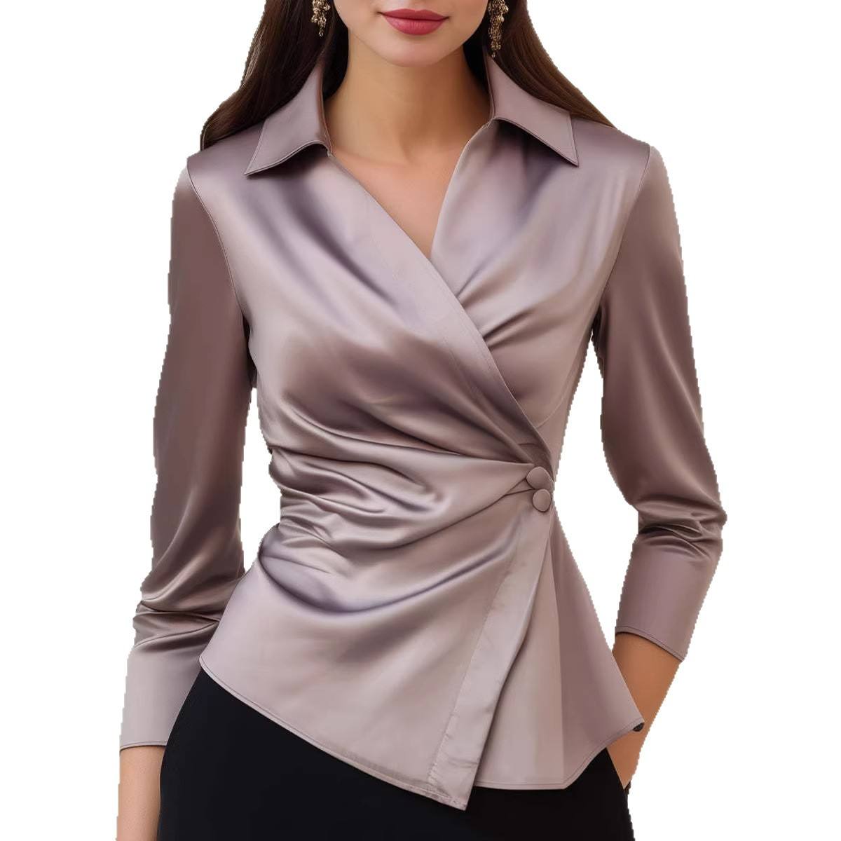Stylish Waist-cinching Asymmetrical Versatile Womens Blouse