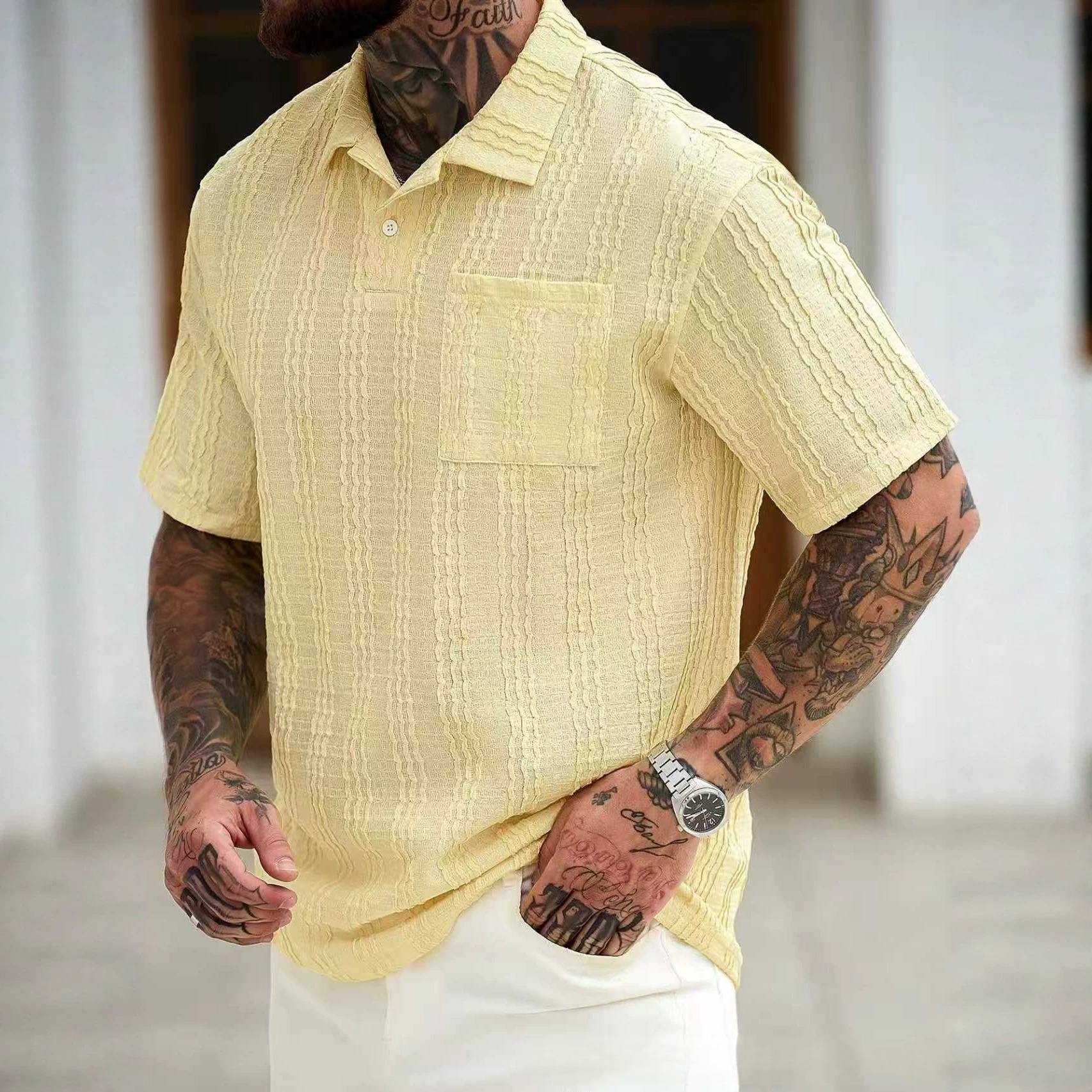 Mens POLO Shirt With Textured Fabric And Buttons