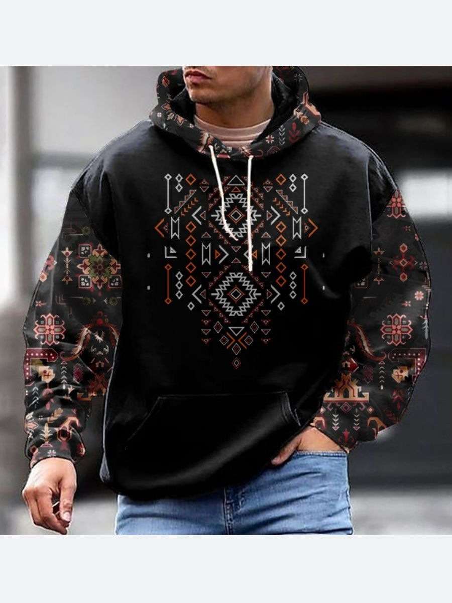 Mens Casual Hooded Long-sleeve Sweatshirt
