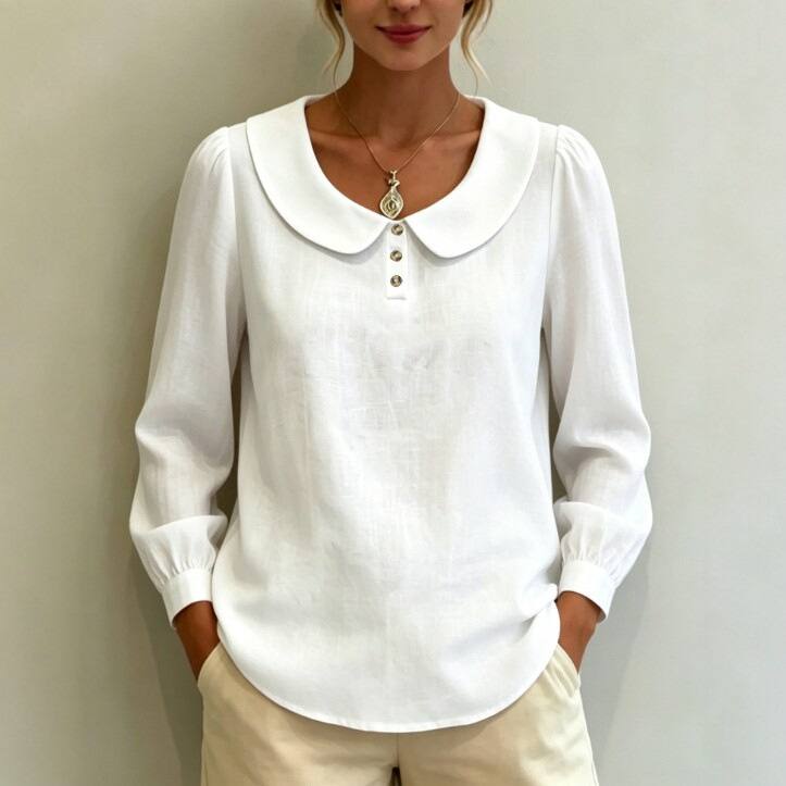 Loose-fitting Figure-flattering Long-sleeve Blouse For Women