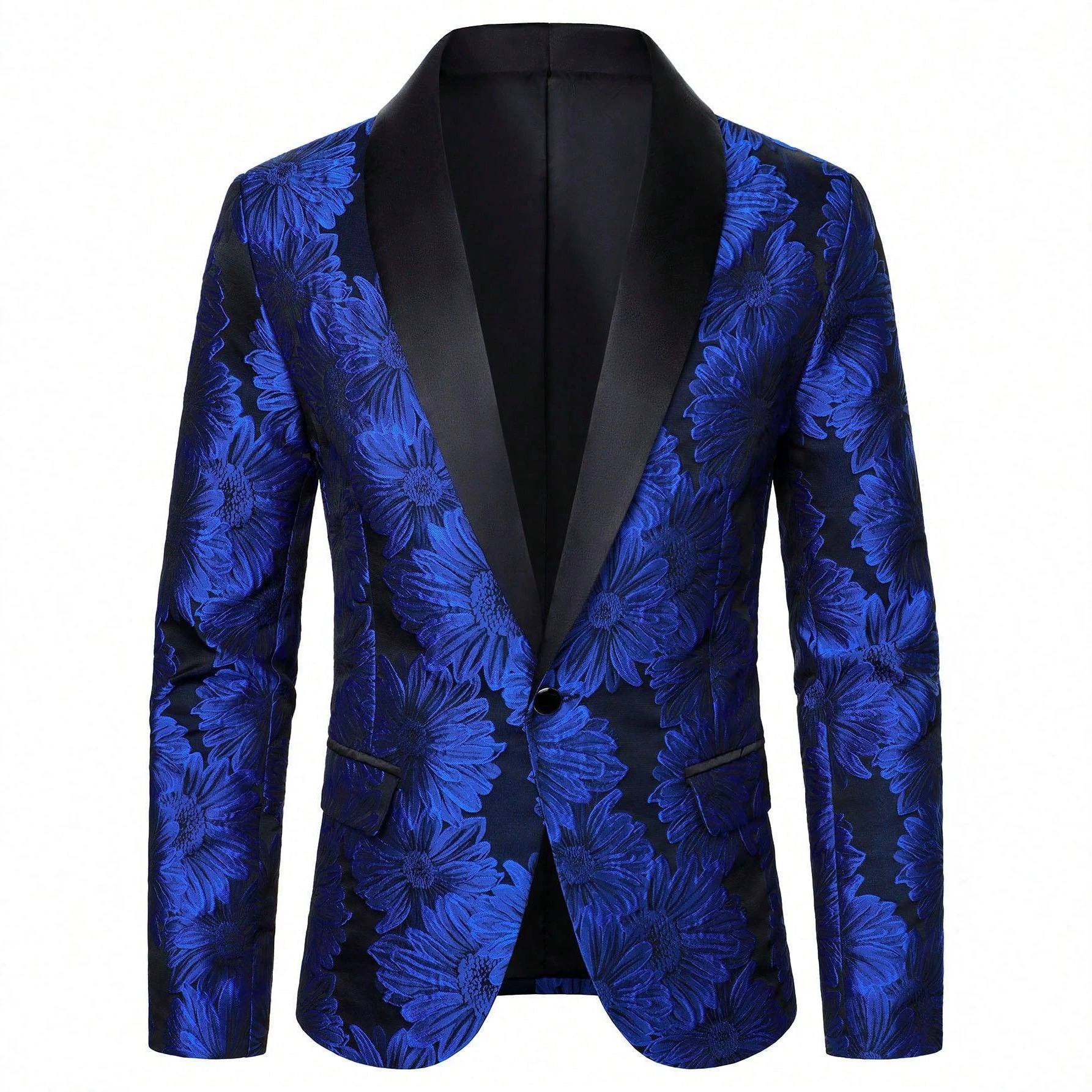 Mens Light-business-pattern Single-breasted One-button Suit